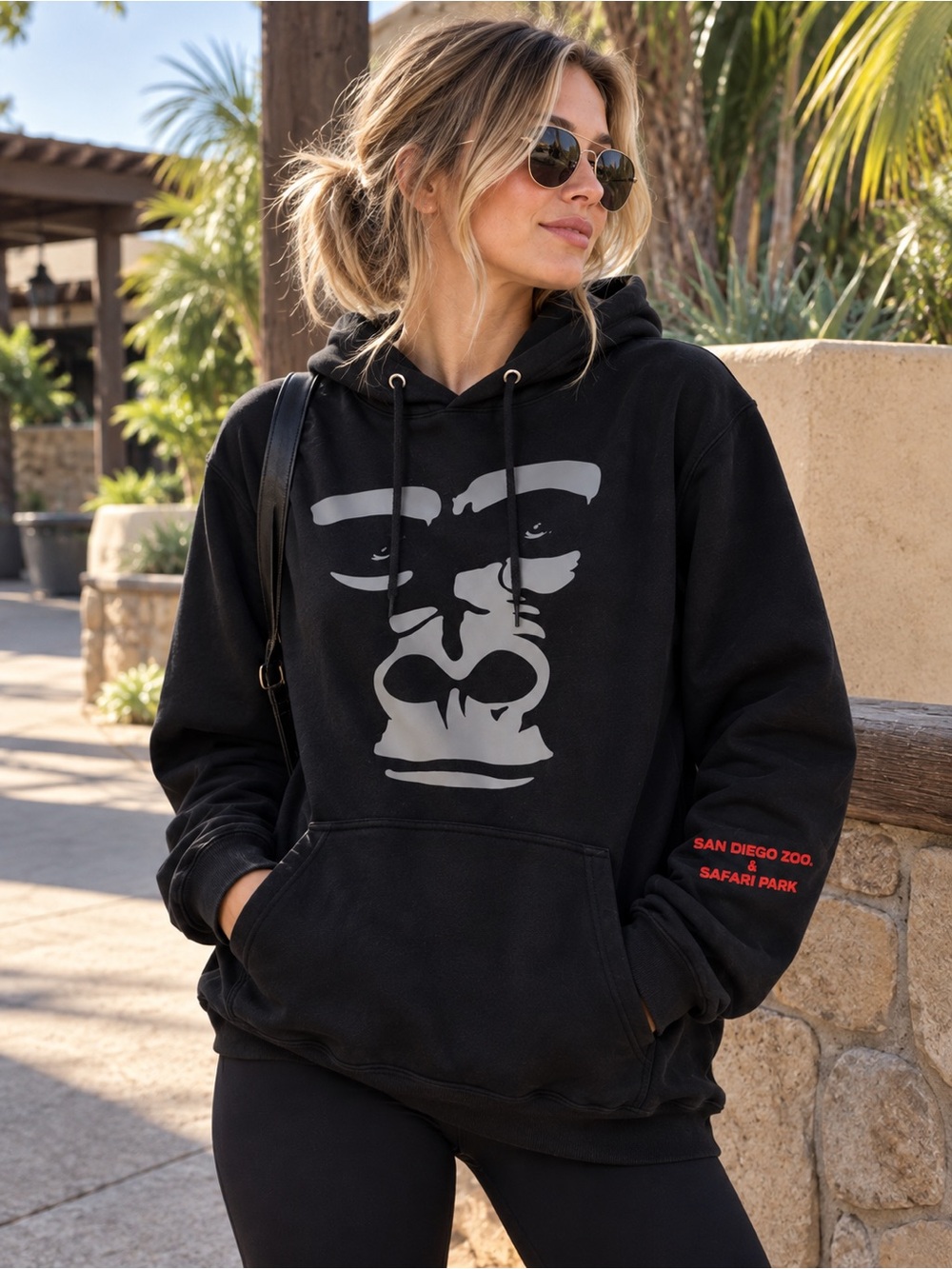 San Diego Zoo Safari Park Gorilla Hoodie Black Medium Graphic Sweatshirt